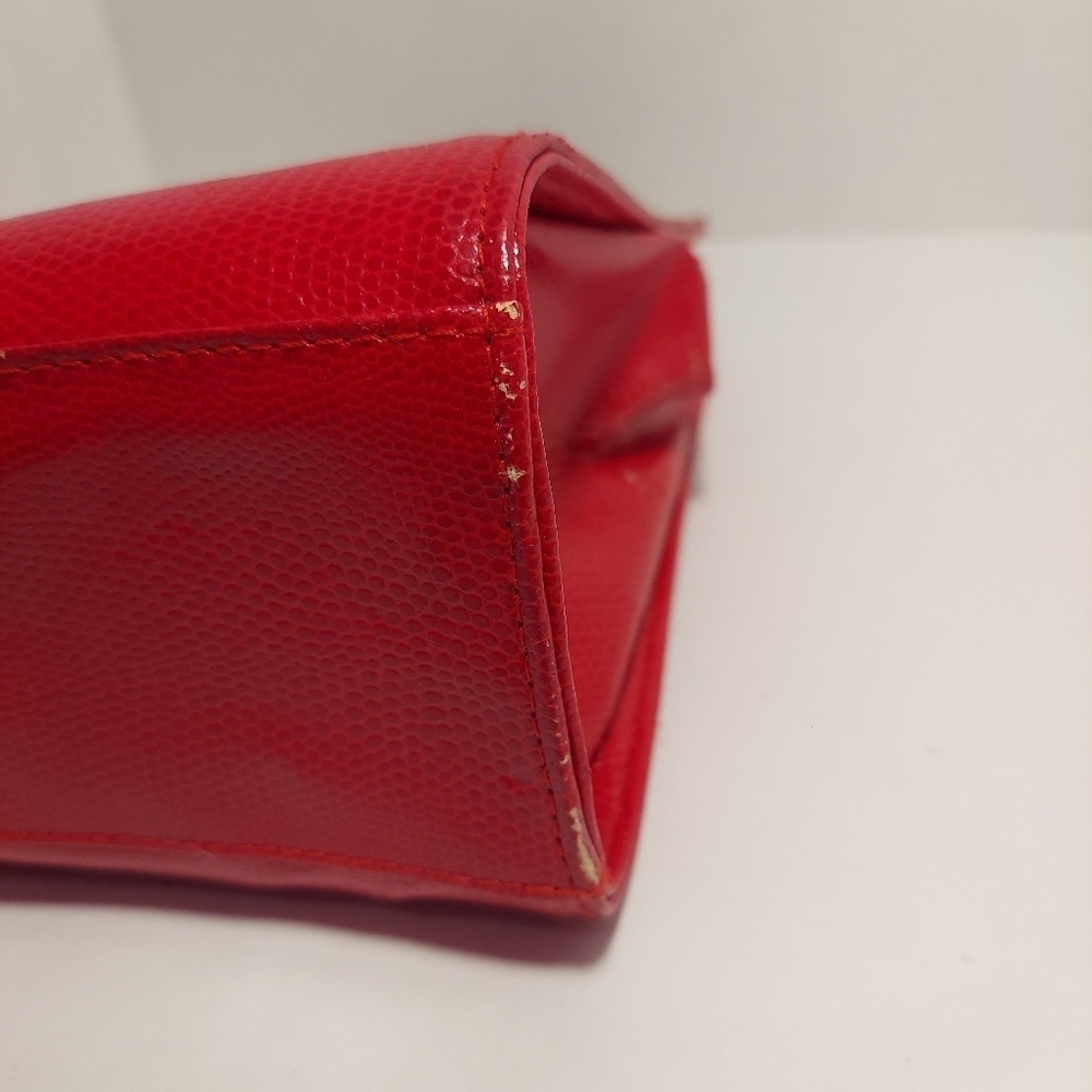 Giorgio Beverly Hills Hand Bag Red Faux Leather Bamboo Straps Minor Damage - Picture 13 of 16